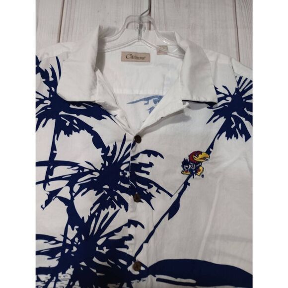 KU Jayhawks Shirt Men's XXL Chill wear White Blue Hawaiian - Picture 3 of 6